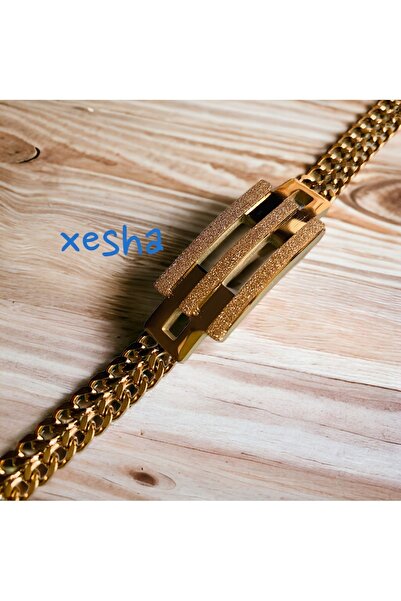 xesha Kadın Çelik Altın Kaplama Kaburga Bileklik Çok Şık Bilezik Künye 2 Yıl Garantili