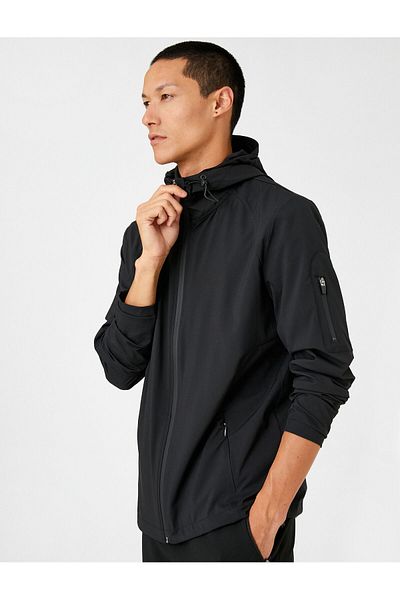 Koton Basic Oversize Sports Jacket with Hooded Zipper Detail