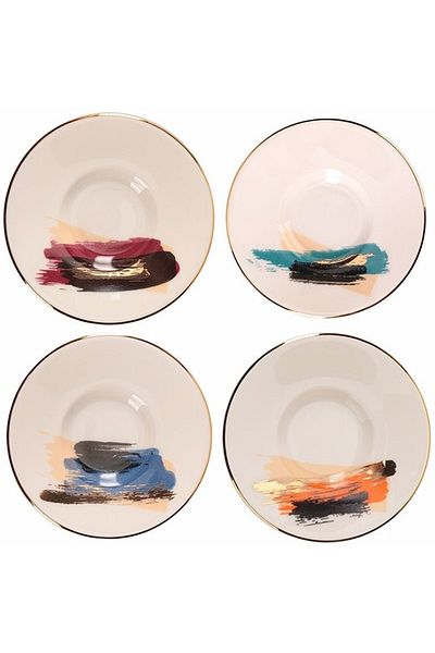 Porland Dash Mixed Pattern Tea Plate 4 Pieces 11cm