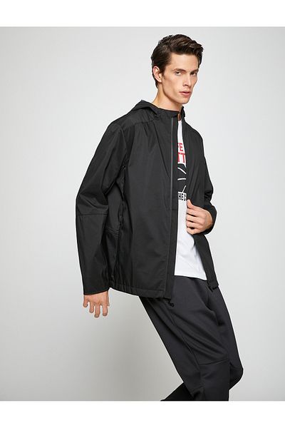 Koton Basic Oversize αθλητικό μπουφάν με λεπτομέρεια με φερμουάρ με κουκούλα