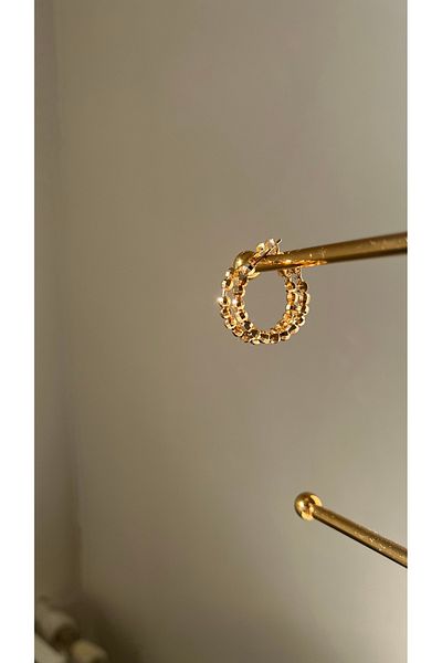 Ebru Atelier Non-Tarnish Stainless Bead Hoop Steel Earrings 2.5 cm