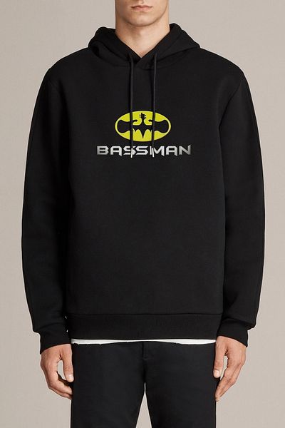 QIVI Bassman Printed Black Men's Knitted Hooded Sweatshirt Long Sleeve
