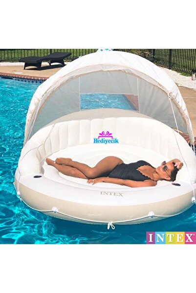 hediyecik Intex Gölgelikli Konforlu Lüks Ada Dev Boy Şişme Havuz Ve Deniz Yatağı 199x150 Cm