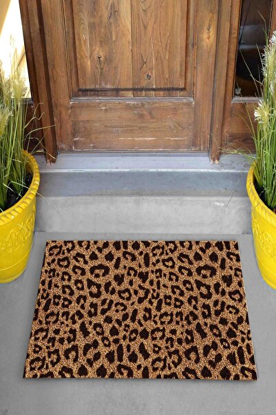 Evsebu Dekoratif Kapı Önü Paspası Bej Kaplan Desen