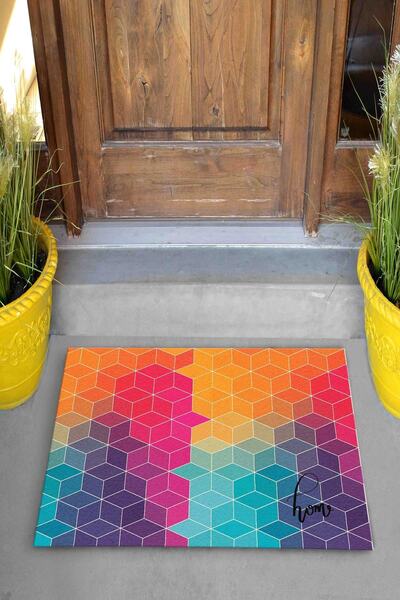 Evsebu Dekoratif Kapı Önü Paspası Home Renkli Petek