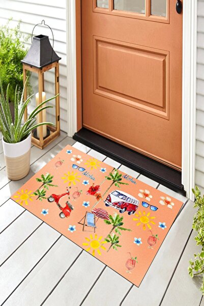 Evsebu Pienso Home Turuncu Parti Dekoratif Kapı Önü Paspası