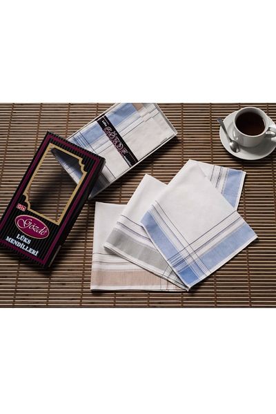 GÖZDE TEKSTİL 42X42 cm Black Pole 12 Pieces Fabric Handkerchief