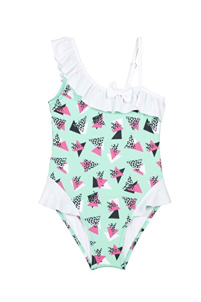 Pierre Cardin Girl's Turquoise One Shoulder Swimsuit