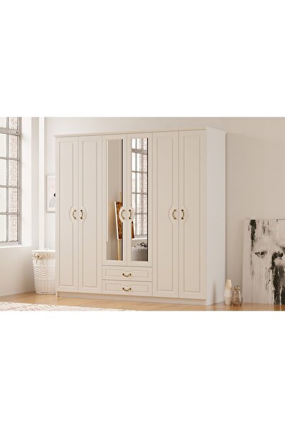 Rabi Yağmur Country 6 Kapaklı 2 Çekmeceli Mega Gardırop