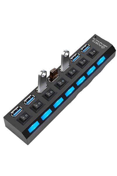 rennway Buffer Çok Amaçlı 7 Port Girişli Güçlü Usb 2.0 Çoklayıcı Çoğaltıcı Adaptör Switch Splitter Hub