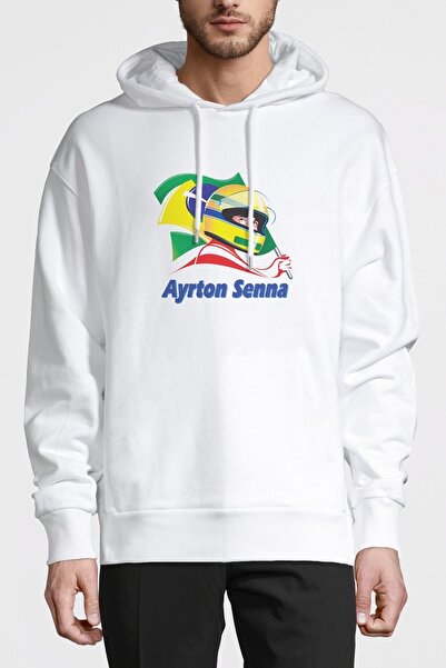 QIVI Formula F1 Ayrton Senna F1 Auto Štampano Bela Muška Pleteno Dukserica sa...