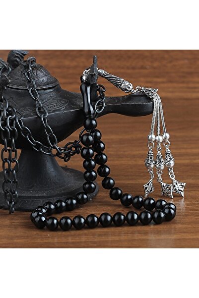 EstetikGumus Simple Erzurum Oltu Rosary with Silver Tassel