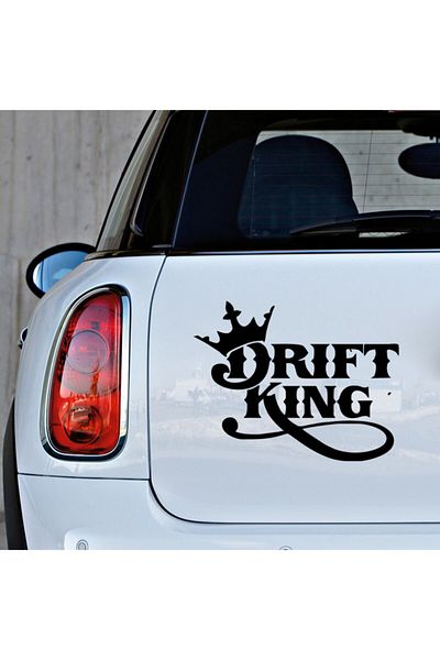New Jargon Autocolant Drift King Text și Coroană 25 Cm - Negru