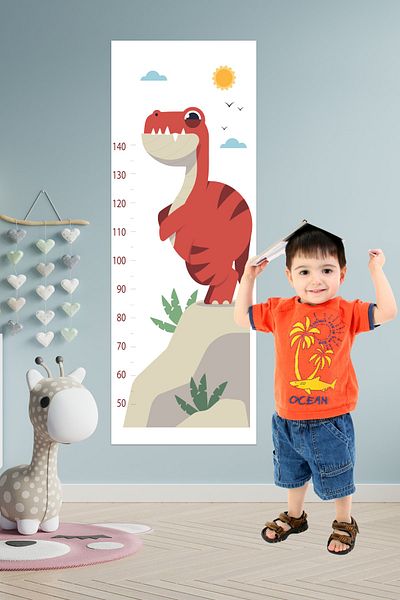Tilki Dünyası Autocolant de perete cu diagramă de înălțime a dinozaurului dolofan