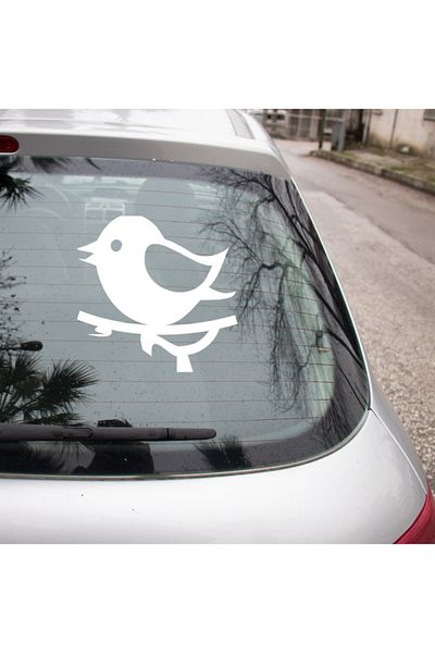 New Jargon Pui drăguț de pasăre stând pe o ramură Lipire autocolant 35cm - alb