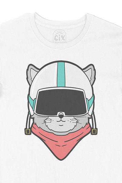 Cix Λευκό μπλουζάκι Astronaut Cat με σχέδιο λογότυπου τσέπης