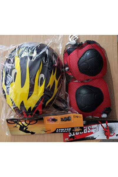 Birlik Paten Scooter Koruma Kask Dizlik Set Kırmızı Siyah Renk