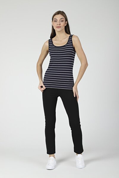 Dİ GİYİM Kadın Lacivert Çizgili Atlet