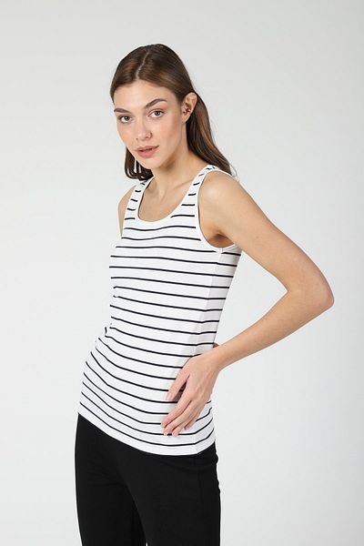 Dİ GİYİM Women's Ecru Striped Athlete