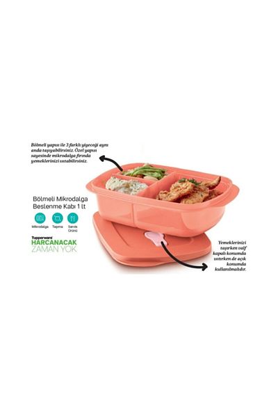 Tupperware 1 Lt Microwave Oven Heating Container - With Compartment