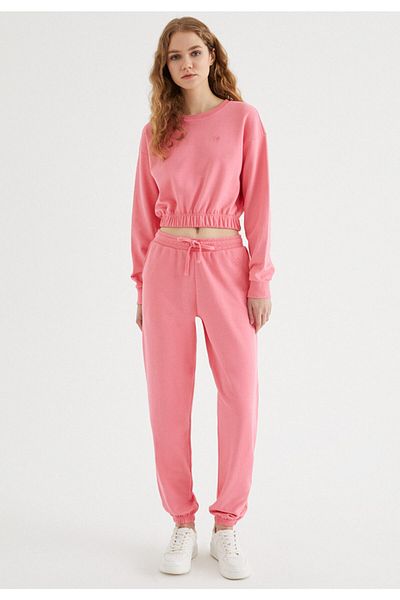 WESTMARK LONDON Women's Pink Regular Fit Crop Sweatshirt