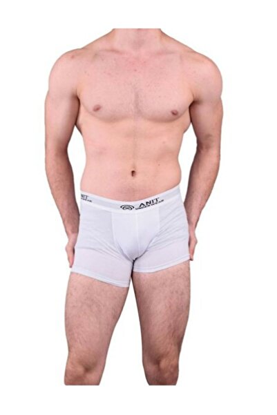 Anıt Erkek Beyaz Uzun Likralı Boxer 1115 3'lü Paket