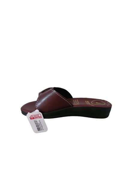 GEZER Ge088-010 Papuci de mers zilnic cu talpă ortopedică cu cataramă bordeaux pentru femei