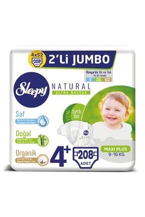 sleepy natural bebek bezi 4 beden maxi plus 4x2 li jumbo 208 adet fiyati trendyol