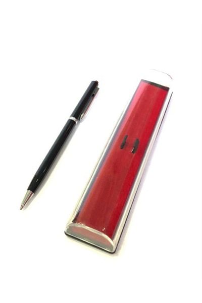 Steelpen 607 Slim Design Metal Ballpoint Pen with Plastic Box Black - Silver
