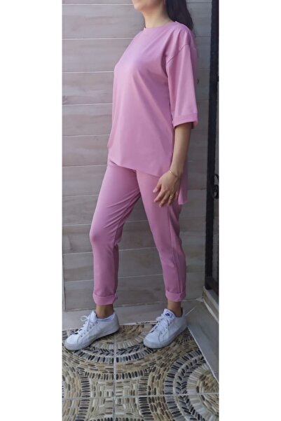 ESCBUTİK Γυναικείο ύφασμα σκούρο ροζ Scaup Σετ πάνω-κάτω