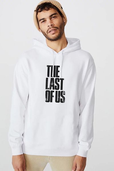 QIVI The Last Of Us Vintage Summer Printed White Men's Knitted Hooded Sweatshirt Long Sleeve