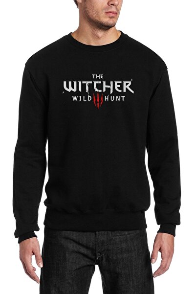 QIVI Witcher Geralt Of Rivia Printed Black Men's Knitted Sweatshirt Long Sleeve