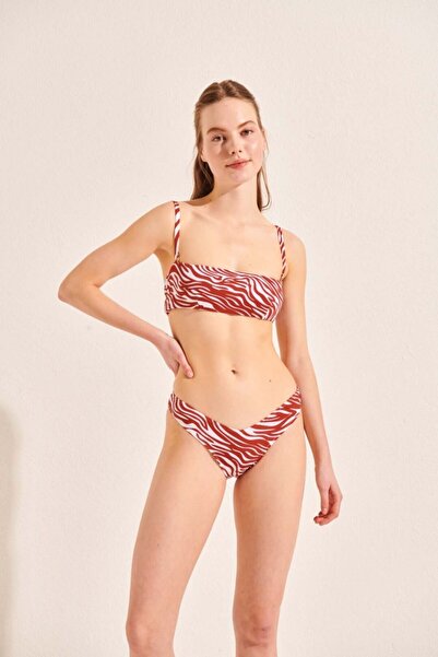 Beach&Beyond Kadın Zebra Straplez Bikini Üstü