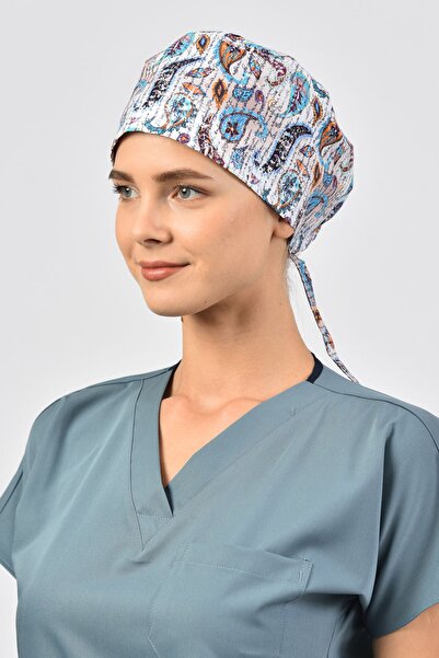 Owlet Medikal Хірургічна шапочка кремового кольору з візерунком у вигляді шали