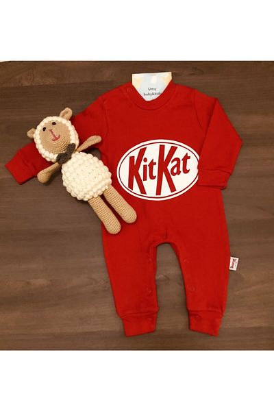 Murat Baby Unisex Baby Red Kitkat Printed Jumpsuit