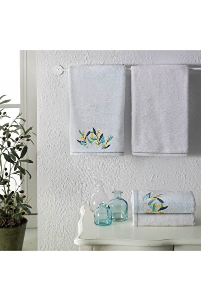 Taç Bambu Hamam Havlu Seti Grass Mint-gri