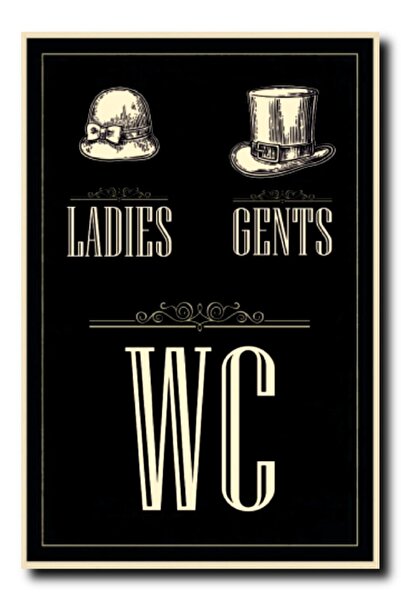 Baskıda Lider Ξύλινη ρετρό αφίσα πόρτας WC με θέμα το vintage με γραπτά σχέδι...
