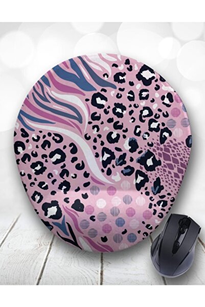 Atölye Çizgi Pink Vahşi Doğa Desenli Bilek Destekli Mouse Pad