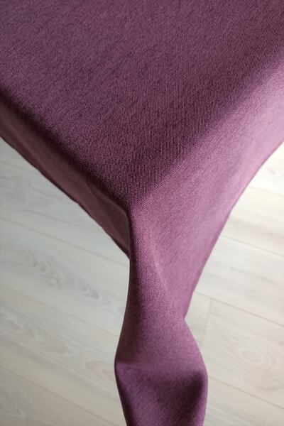 eno concept Linen Textured Premium Quality Stain Resistant Plum Tablecloth