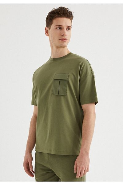 WESTMARK LONDON Ανδρικό μπλουζάκι Khaki Oversize Fit Crew Neck Basic