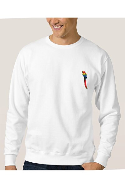 QIVI Men's White Parrot Colorful Parrot Colorful Birds Flying Printed Knitted...