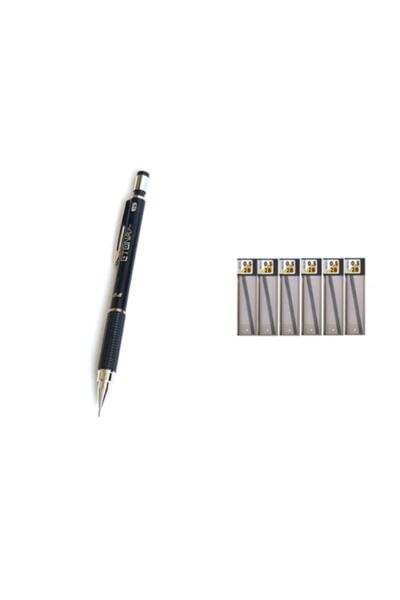 Etona قلم برأس احترافي 0.5 ملم أسود + 6 قطع قلم رصاص Tombow 05/2b