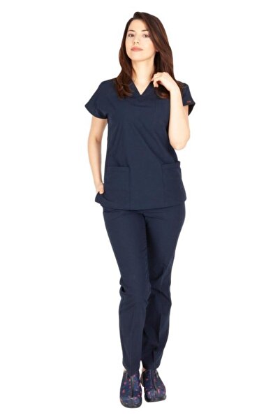 VEHBİ Women Doctor Nurse Jersey Scrubs Lycra Stretchy Fabric Hospital Nursing...