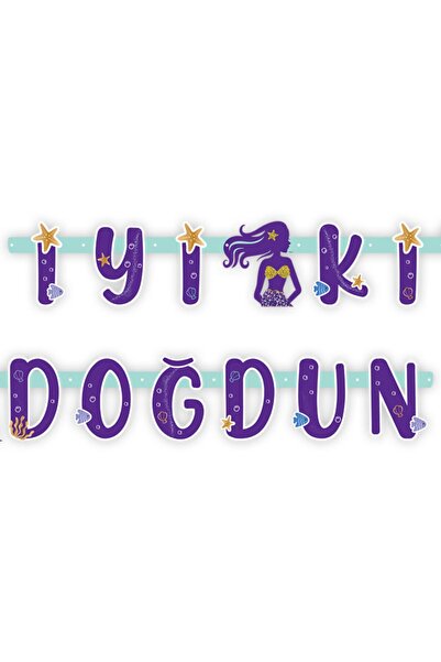 parti sürprizi Banner de la mulți ani sirenă strălucitoare