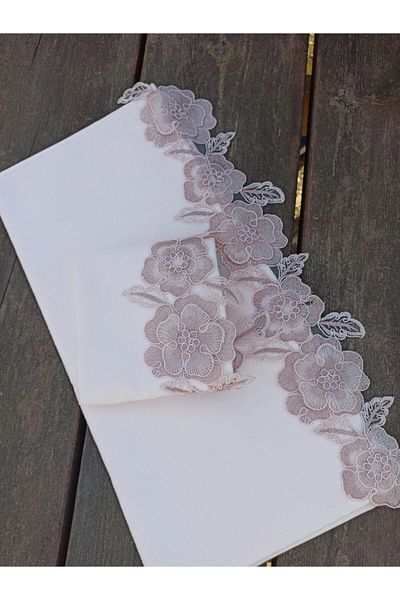 Çeyiz Bahçesi Gülşen 3D French Lace Πετσέτα βελούδου σε σκόνη 2 τεμαχίων