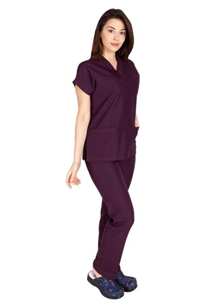 VEHBİ Women Doctor Nurse Jersey Scrubs Lycra Stretchy Fabric Hospital Nursing...