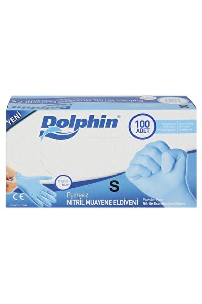 Dolphin Pudrasız Mavi Nitril Eldiven 100'lü Small