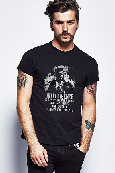 QIVI Peaky Blinders Alfie Štampano Crna muška Pleteno majica T-shirt T-shirt