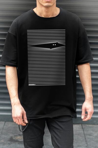 ROCKANDROLL Ανδρικό μαύρο μπλουζάκι Noluyo Ya Oversize κοντομάνικο