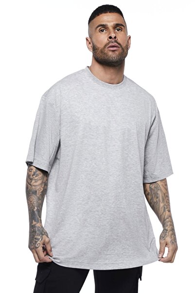 ROCKANDROLL Muška siva obična Bez štampe Oversize kroj kratki rukav T-shirt